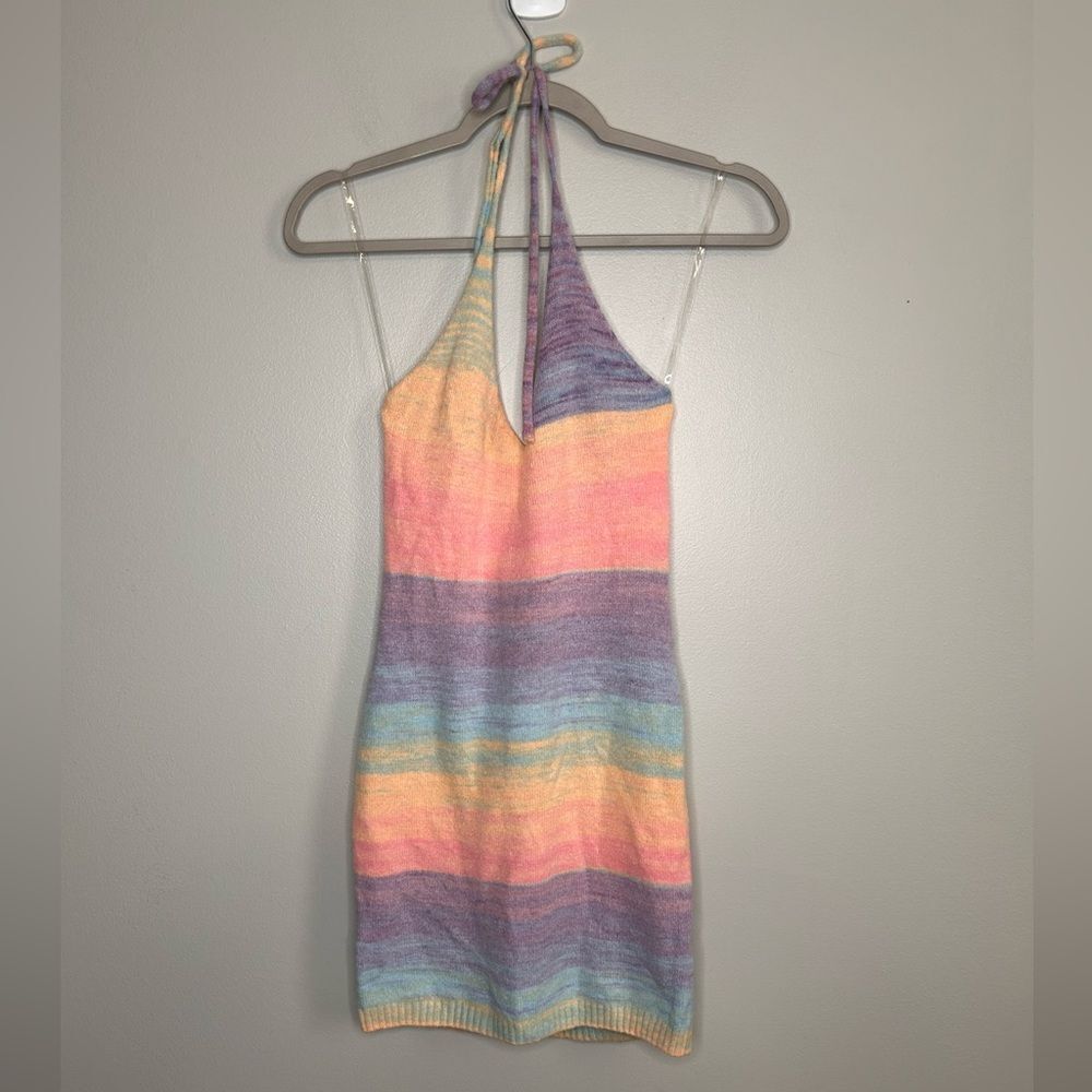 Tic Toc Boutique brand Halter Crochet Ombre Mini dress NWT